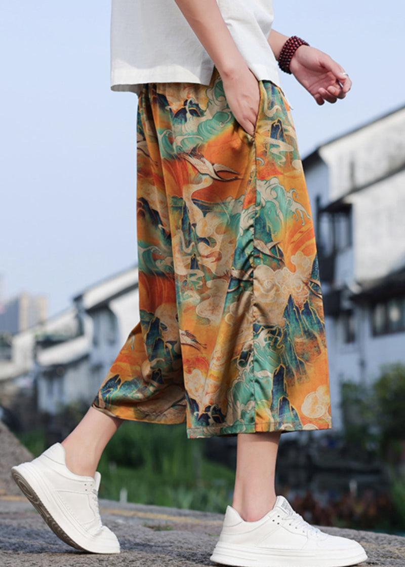Retro Dragon Printed Oversized Wide Leg Pants Summer Sa060