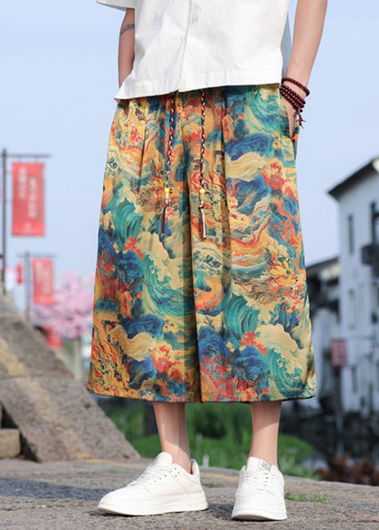 Retro Dragon Printed Oversized Wide Leg Pants Summer Sa060