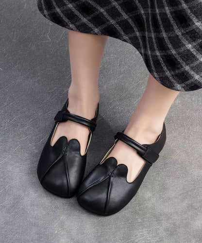 Retro Style Brown Sheepskin Soft Soled Flats Shoes Cz1058