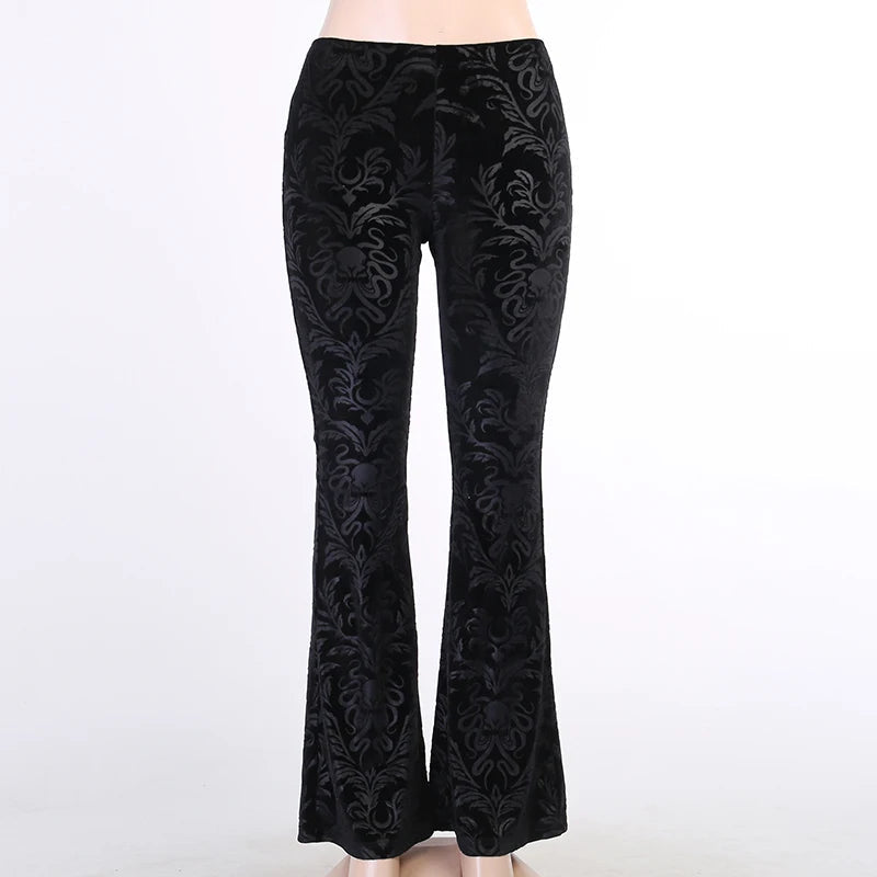 Gothic Retro Print High Waist Flared Harajuku Aesthetic Punk Pants