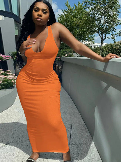 Ribbed Knitted Stripe V Neck Club Summer Midi Dresses