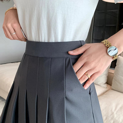 Dressbetty - Korean Black Gray Pleated Summer Mini Skirt