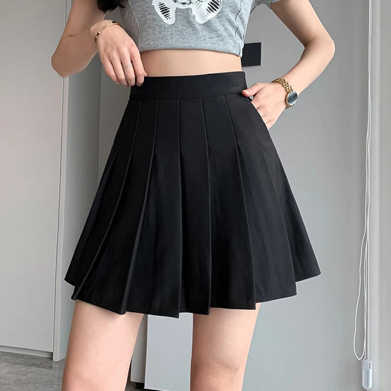 Dressbetty - Korean Black Gray Pleated Summer Mini Skirt
