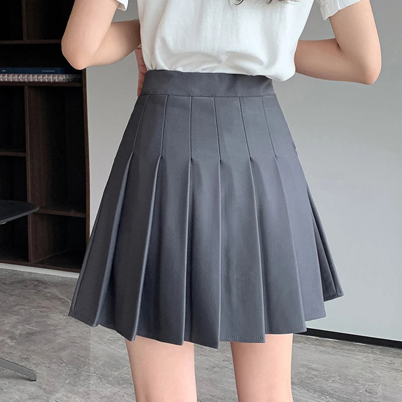 Dressbetty - Korean Black Gray Pleated Summer Mini Skirt