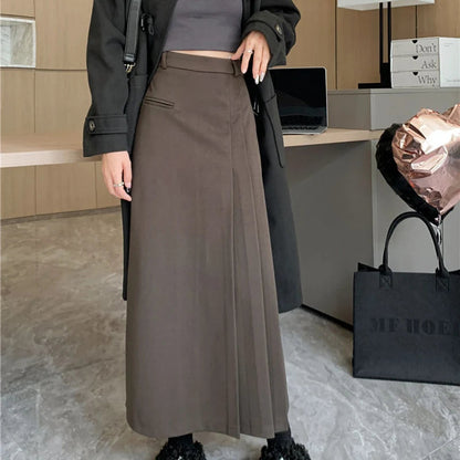 Dressbetty - Pleated College Style High Waist A-line Skirt