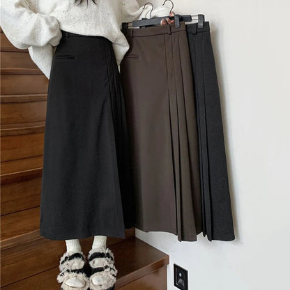 Dressbetty - Pleated College Style High Waist A-line Skirt