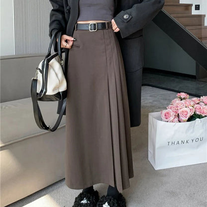 Dressbetty - Pleated College Style High Waist A-line Skirt