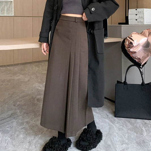 Dressbetty - Pleated College Style High Waist A-line Skirt