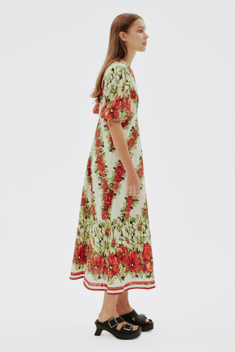 Rosalinde Round Neck Maxi Dress in Red