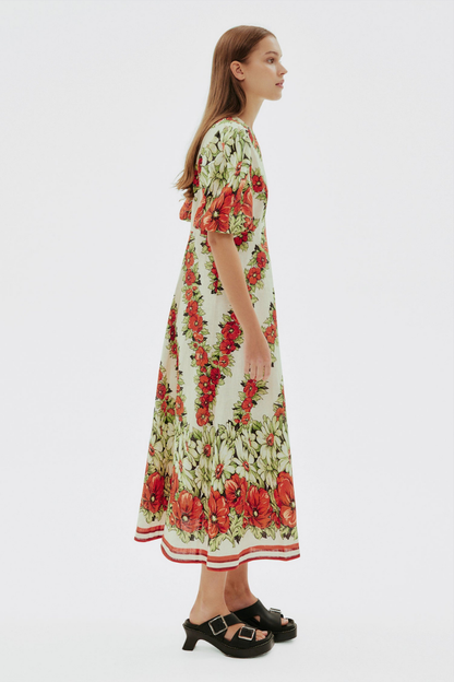 Rosalinde Round Neck Maxi Dress in Red