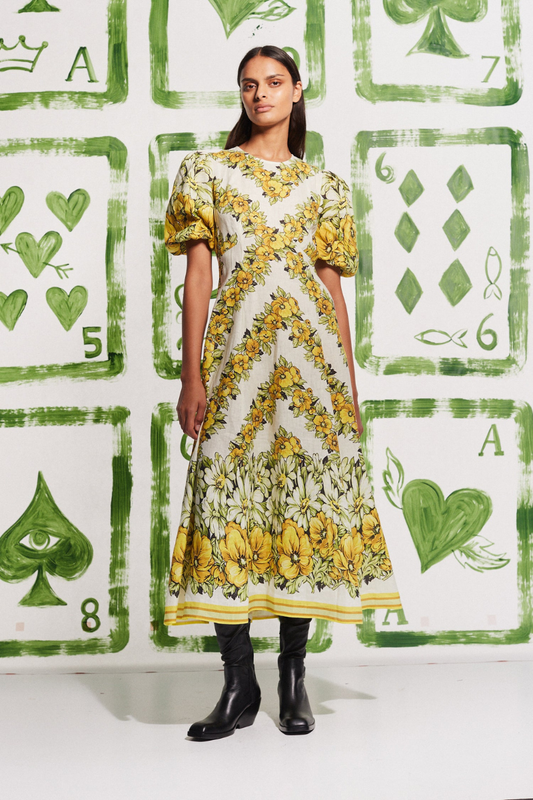 Rosalinde Round Neck Maxi Dress in Yellow