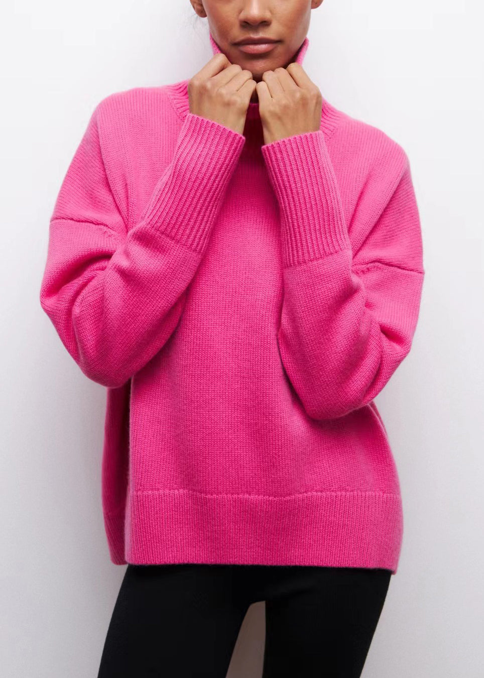 Rose Cozy Thick Turtleneck Sweaters Knit Spring