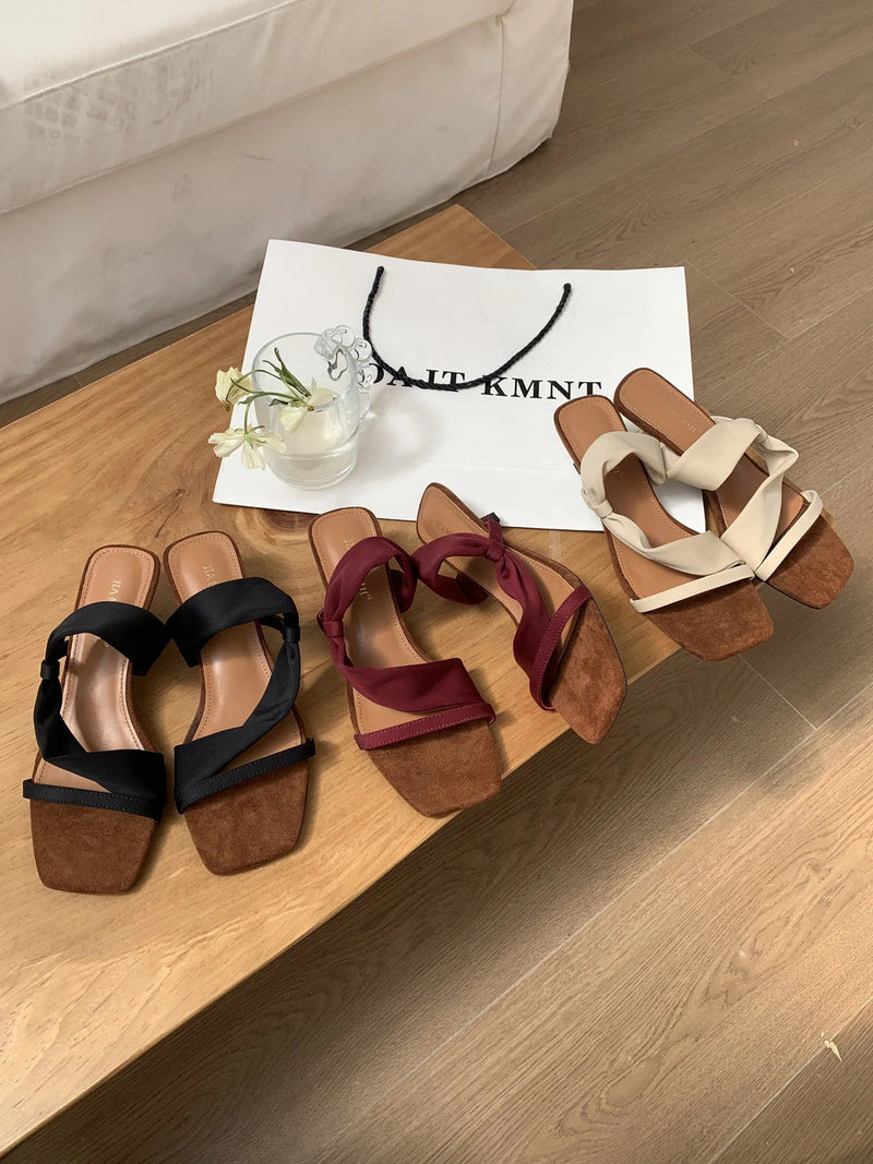 Low Shoes Rome Pu Fabric Hoof Heels Silk Low Shoes Hoof Heels Silk Rome Fabric