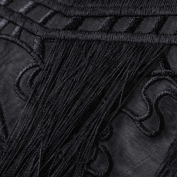 Vests Sheer Chinese Style Black Summer Allmatch Mom Clothing Embroidery Design Outwear Tassel Sleeveless
