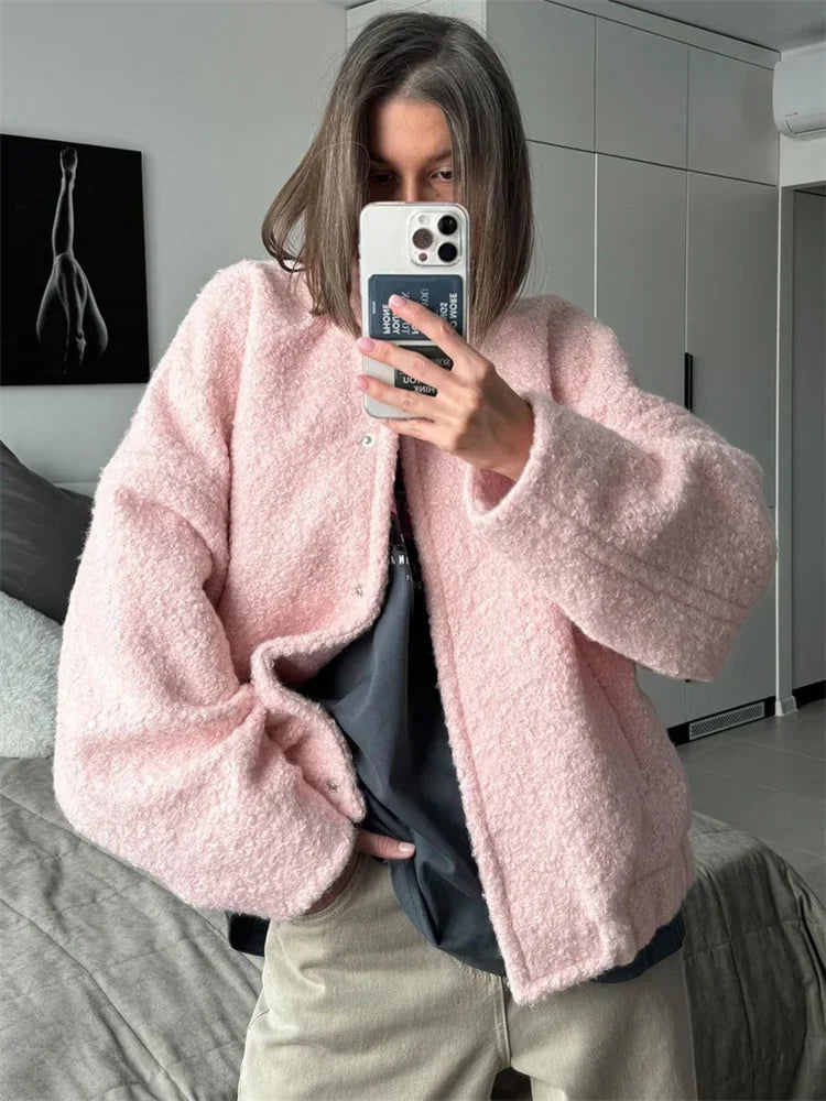 Winter Sweater Jackets for Long Sleeve Loose Patchwork Cardigan Coat Female Outwear