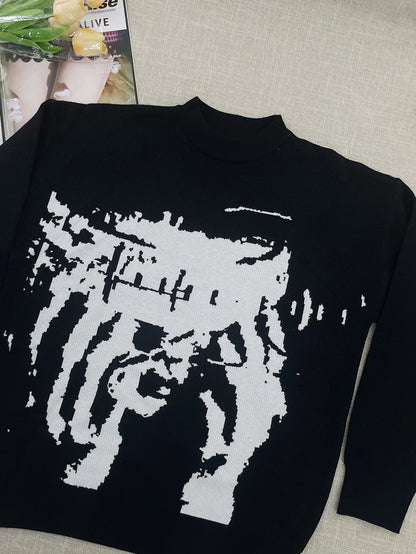 Temperament Commuter Style Pullover Sweater for ’s Autumn and Winter New Loose All-match Crew-neck Knitwear