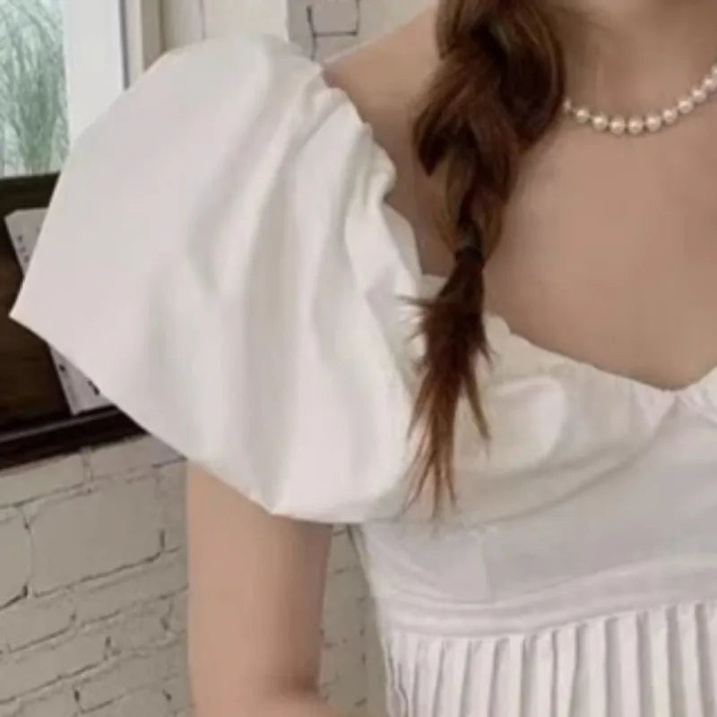 V Neck Blouses Spring Summer Puff Sleeve Sweet Shirts Korean Blusas Mujer