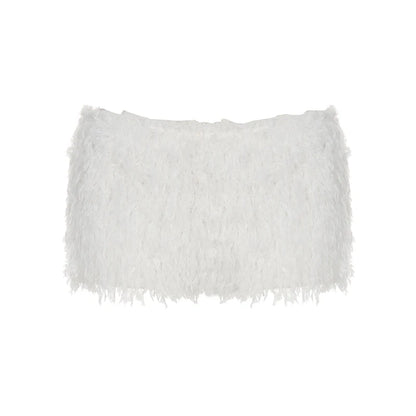 Faux Fur Knitted ��s Short Y2k Skinny Simple Low Waist Autumn Winter Design Basic Pants