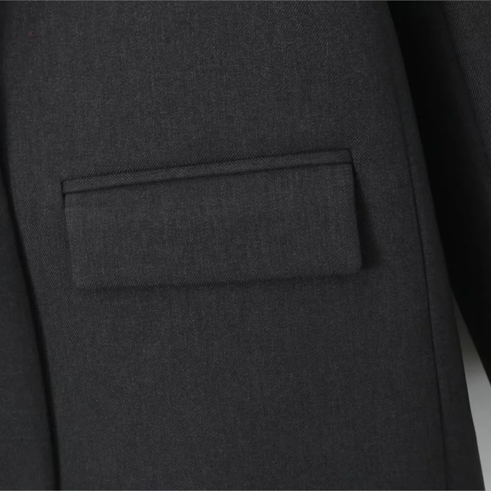 Chill Dark Gray Oversized Blazer Boyfriend Notched Collar Loose Suit Coat