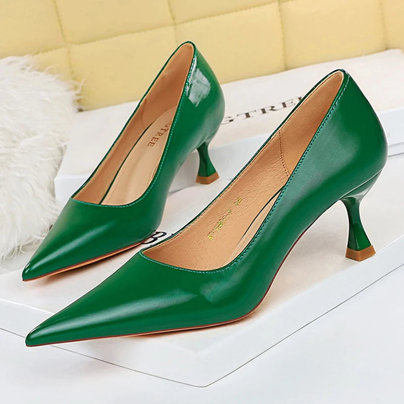 Shoes Kitten High-heeled Shoes Pumps Pu Leather Shoes High Heels Occupation Ol Office Shoes 43