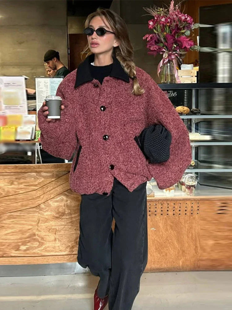 Lapel Jackets Loose Single Breasted Jacket Coat With Pockets Female New Spring Street Outwear