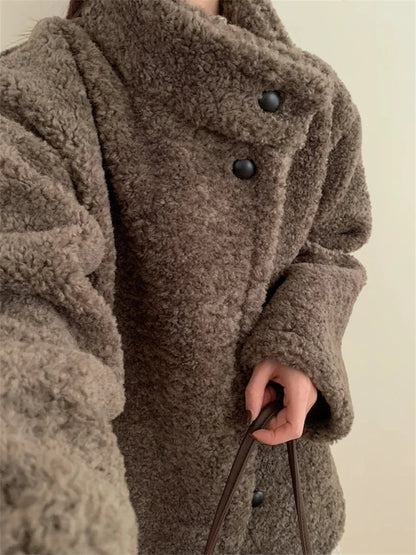 Loose Coats Winter Office Lady High Street Minimalist New All Match Soft Daily