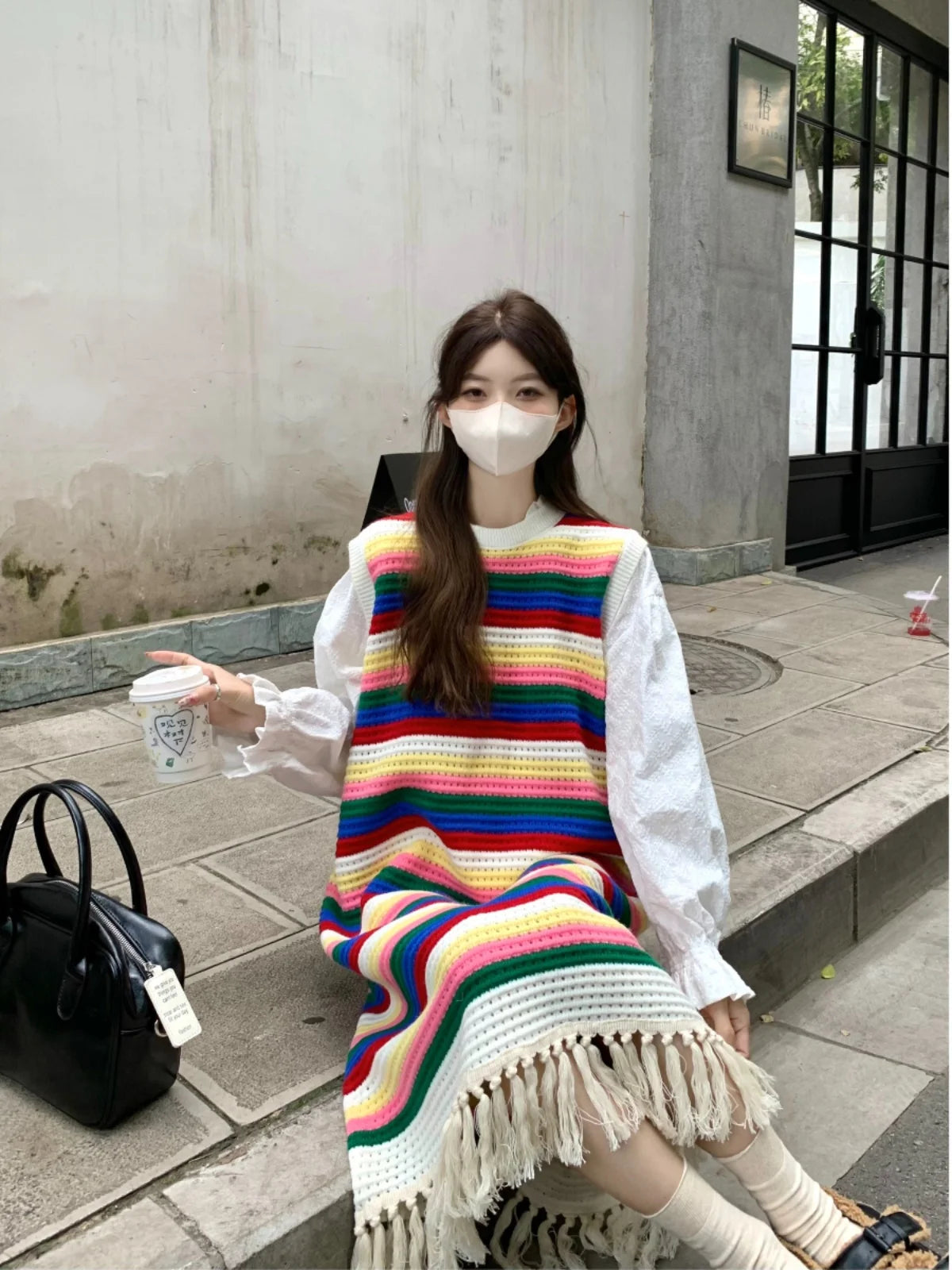 Sweet Forest Colored Sleeveless Polka Dot Vest Dress Autumn Loose Tassel Mint Manwave Long Dresses