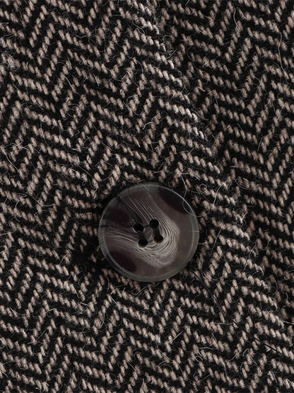 Herringbone Wool Tweed Suit Blazer New Single Breasted Lapel Jacket Autumn Winter Formal Coat Lady Outwears
