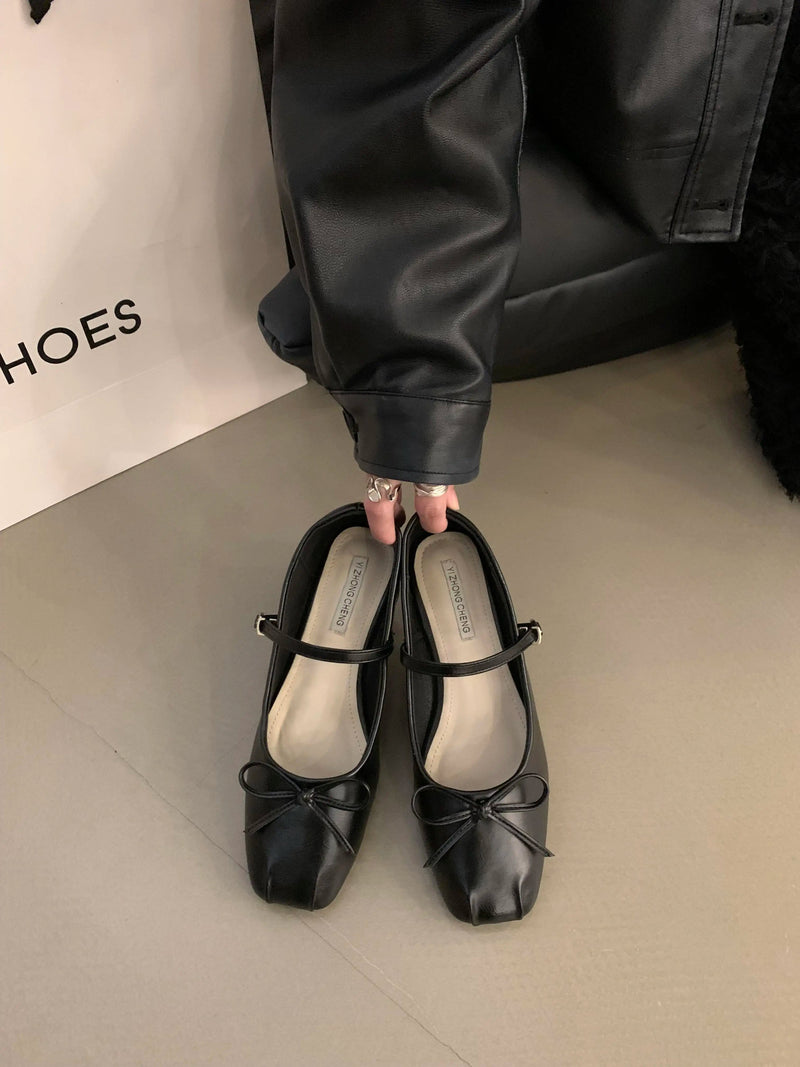 French Flat Bottomed Mary Jane Single Shoe Shoes New Spring and Autumn Korean Version Silver Shoes