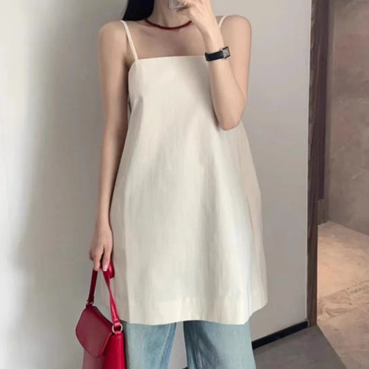 Y2k Dresses Slash Neck Spring Summer Korean Vestidos Mujer Sleeveless Aline Mini Dress