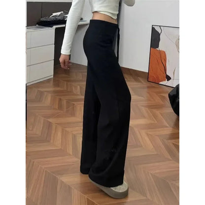 Slim Draped Straight Pants Autumn New Japanese High Waist Lace Up Color All Match Pants