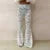 Lace Sheer Flare Pant Hollow Out Lady Vacation Long Trousers Female Spring Elastic High Waist New