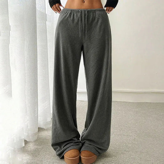 Trousers Autumn New Basic Straight Slim Pants Lady Simple Versatile Knitted Trousers