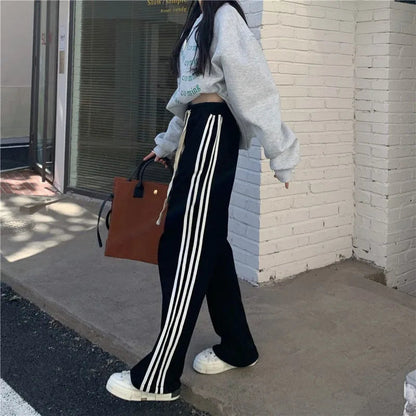Striped Sport Sweatpants for Black Harajuku Korean Pants Hippie Preppy Trousers Aesthetic