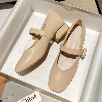 Kawaii Mary Jane Shoes for White Summer Footwear Gothic Square Heels Low Heel Popular E Young 39