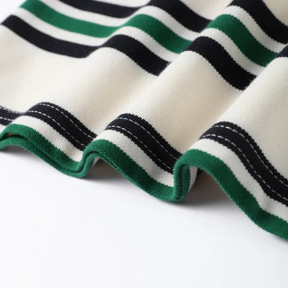 Stripe Basic T-shirt Long Sleeve Female All Match Polo Shirt Spring New Loose Tops High Street