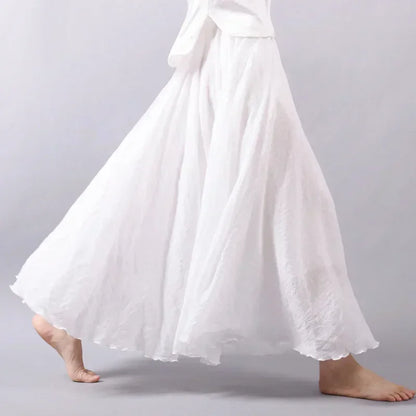 Skirts for Female Beach a Line Dress Double Layer Elastic Waist Long Maxi Comfortable Temperament Skirts