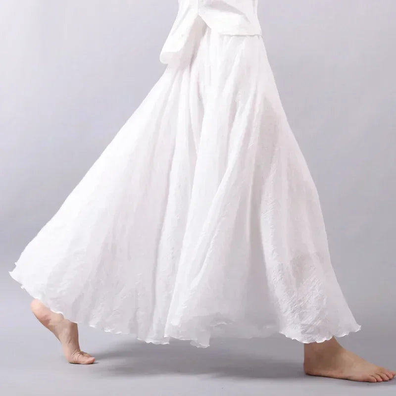 Skirts for Female Beach a Line Dress Double Layer Elastic Waist Long Maxi Comfortable Temperament Skirts