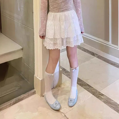 Korean Sweet Hook Flower Hollow Cake Skirt Summer New High Waist Color All Match Lace Aline Skirt