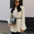Tweed ’s Blazer Coat Slim O Neck Single Breasted Shoulder Pad Thick Jacket Female Spring Office Lady Outwear