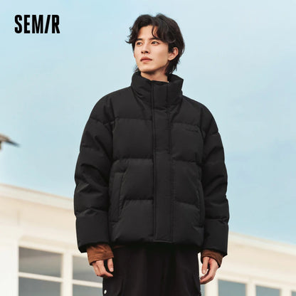 Down Jacket Winter New Contrast Color Texture Printing Couple Puffer Coat Thick Outerwear Down Jacket