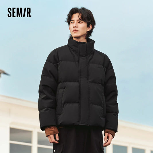 Down Jacket Winter New Contrast Color Texture Printing Couple Puffer Coat Thick Outerwear Down Jacket