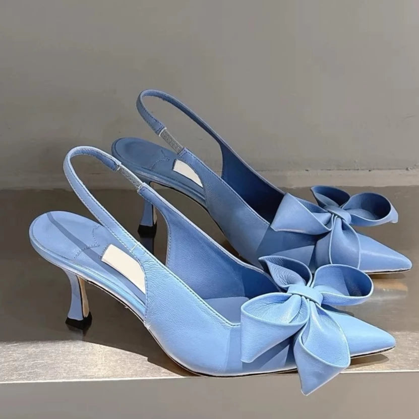 Spring Summer New High Heel Bow Pointed Toe Stiletto Sandals Shoes
