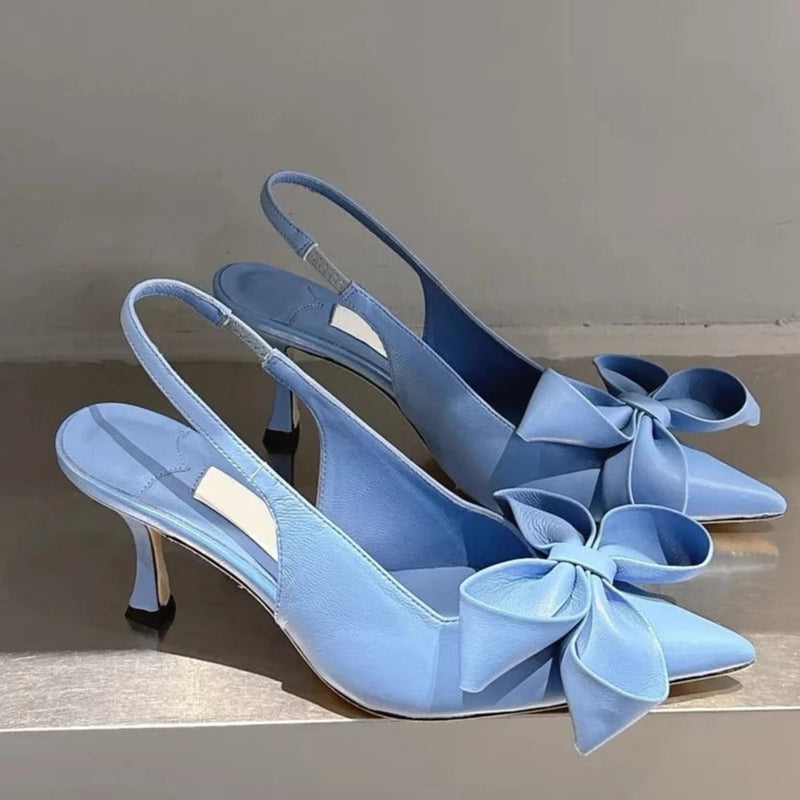 Spring Summer New High Heel Bow Pointed Toe Stiletto Sandals Shoes