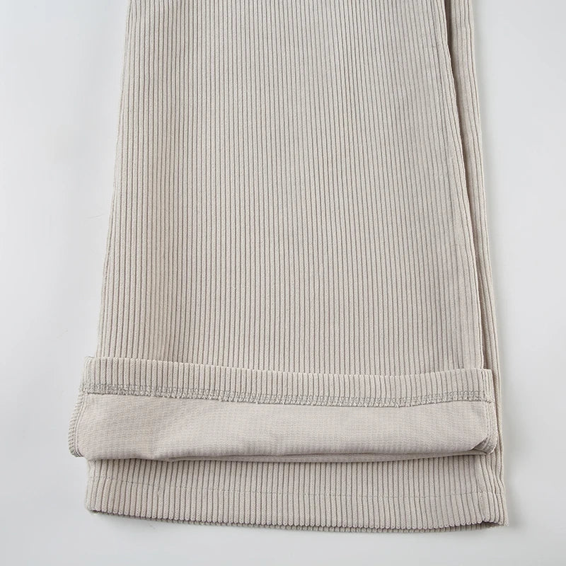 Causal All-match Basic Corduroy Pants Gentle Loose Wide Leg Pants Simple High Autumn New