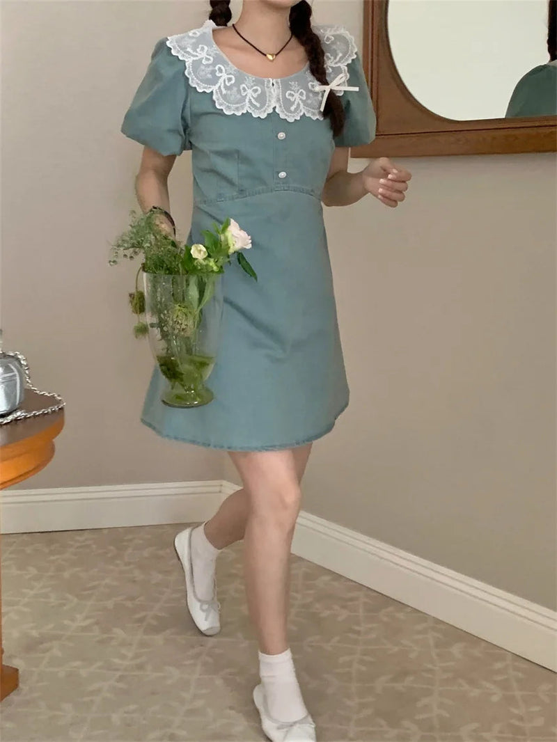 Princess Gentle Maxi Dress Slimfit Summer Short Sleeve Sweet Office Lady All Match Daily