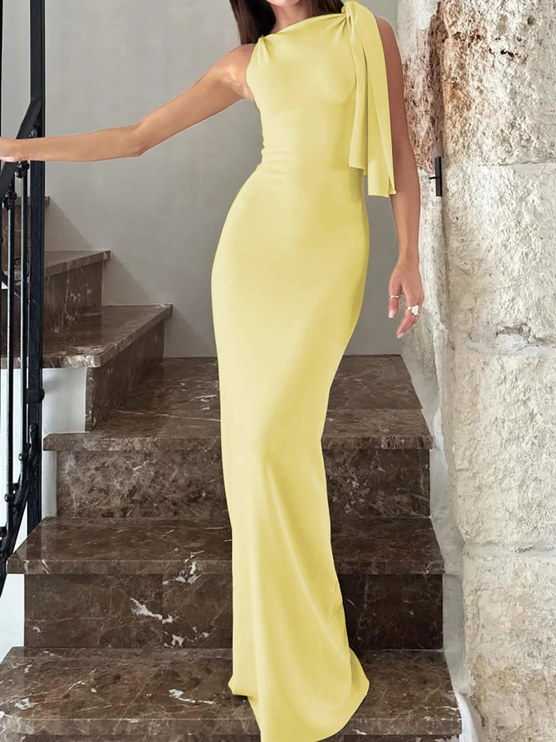 Patchwork O Neck Sleeveless Maxi Dress