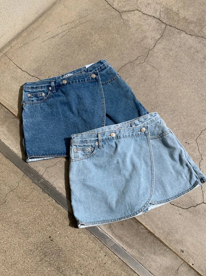 Irregular Denim Skirts for Summer High Waist Button Up Mini Skirt Korean Simple Shorts Faldas New