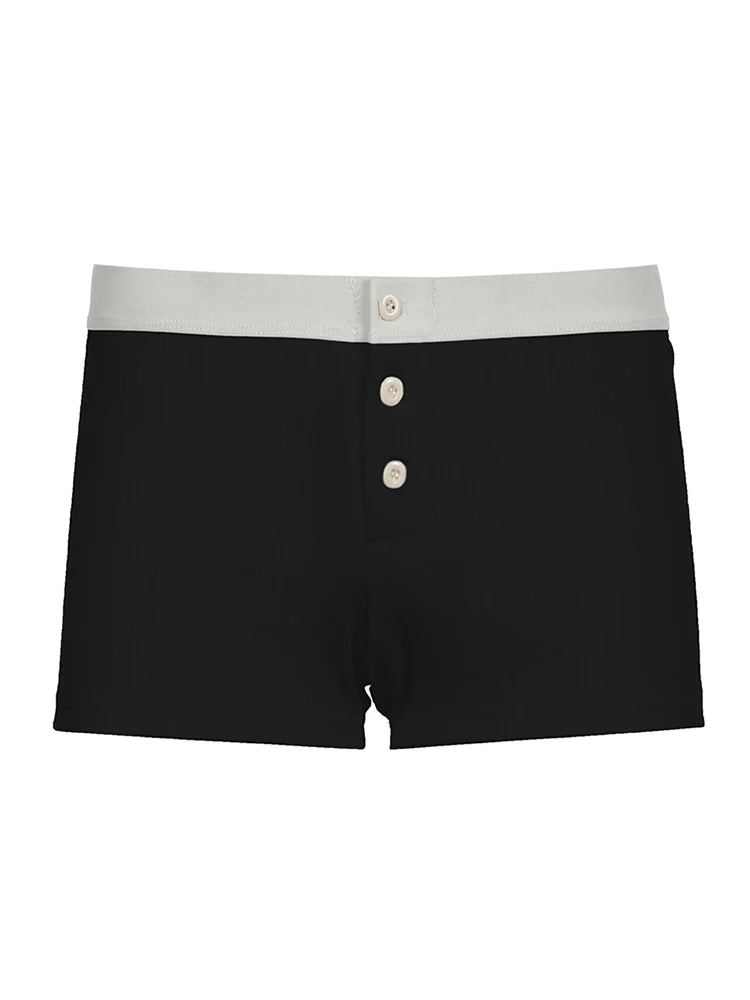 Basic Button Up Low Waist Slim Summer Shorts