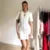 White Knitted Mini Dress for Metal Button Slim Rib Sweater Dress Holiday Party Outfits Autumn New